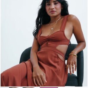 Valija Gitana Rust Brown Cut-Out Midi Dress - Size XL NWT